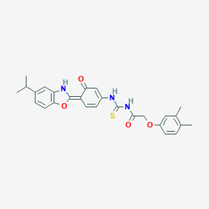 molecular formula C27H27N3O4S B316554 2-(3,4-dimethylphenoxy)-N-[[(4E)-3-oxo-4-(5-propan-2-yl-3H-1,3-benzoxazol-2-ylidene)cyclohexa-1,5-dien-1-yl]carbamothioyl]acetamide 