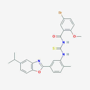 molecular formula C26H24BrN3O3S B316560 5-bromo-2-methoxy-N-({2-methyl-5-[5-(propan-2-yl)-1,3-benzoxazol-2-yl]phenyl}carbamothioyl)benzamide 