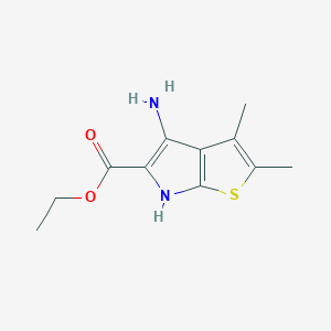 molecular formula C11H14N2O2S B3165648 4-氨基-2,3-二甲基-6H-噻吩并[2,3-b]吡咯-5-羧酸乙酯 CAS No. 902449-77-8