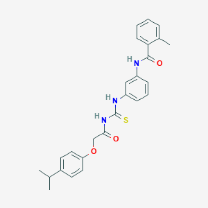 molecular formula C26H27N3O3S B316566 N-{3-[({[(4-isopropylphenoxy)acetyl]amino}carbothioyl)amino]phenyl}-2-methylbenzamide 