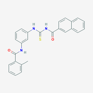 molecular formula C26H21N3O2S B316567 2-methyl-N-(3-{[(2-naphthoylamino)carbothioyl]amino}phenyl)benzamide 