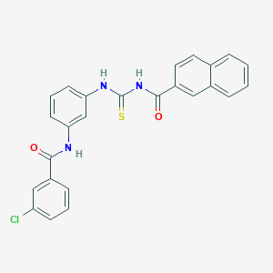 molecular formula C25H18ClN3O2S B316569 3-chloro-N-(3-{[(2-naphthoylamino)carbothioyl]amino}phenyl)benzamide 