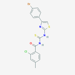 molecular formula C18H13BrClN3OS2 B316577 N-{[4-(4-bromophenyl)-1,3-thiazol-2-yl]carbamothioyl}-2-chloro-4-methylbenzamide 