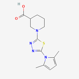 molecular formula C14H18N4O2S B3165785 1-[5-(2,5-Dimethyl-1H-pyrrol-1-yl)-1,3,4-thiadiazol-2-yl]piperidine-3-carboxylic acid CAS No. 903174-30-1