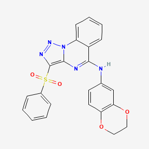 molecular formula C23H17N5O4S B3165893 N-(2,3-dihydro-1,4-benzodioxin-6-yl)-3-(phenylsulfonyl)[1,2,3]triazolo[1,5-a]quinazolin-5-amine CAS No. 904575-98-0