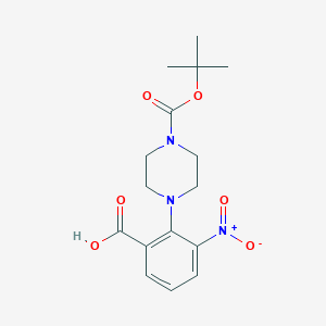molecular formula C16H21N3O6 B3165919 2-{4-[(叔丁氧羰基)哌嗪-1-基]-3-硝基苯甲酸 CAS No. 904814-87-5