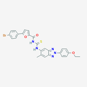 molecular formula C27H22BrN5O3S B316594 5-(4-bromophenyl)-N-{[2-(4-ethoxyphenyl)-6-methyl-2H-benzotriazol-5-yl]carbamothioyl}furan-2-carboxamide 