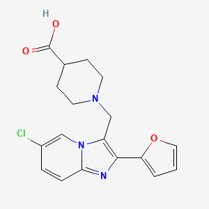 molecular formula C18H18ClN3O3 B3165952 1-{[6-Chloro-2-(furan-2-yl)imidazo[1,2-a]pyridin-3-yl]methyl}piperidine-4-carboxylic acid CAS No. 904818-06-0