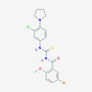 molecular formula C19H19BrClN3O2S B316605 5-bromo-N-{[3-chloro-4-(pyrrolidin-1-yl)phenyl]carbamothioyl}-2-methoxybenzamide 