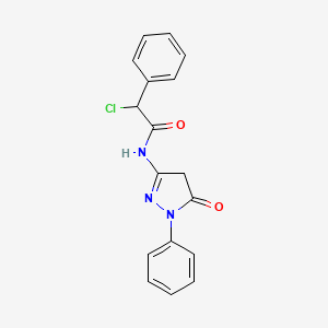 molecular formula C17H14ClN3O2 B3166055 2-Chloro-N-(5-oxo-1-phenyl-4,5-dihydro-1H-pyrazol-3-yl)-2-phenylacetamide CAS No. 906722-69-8