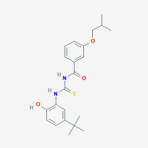 molecular formula C22H28N2O3S B316607 N-[(5-tert-butyl-2-hydroxyphenyl)carbamothioyl]-3-(2-methylpropoxy)benzamide 