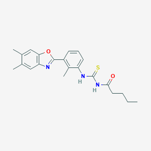 molecular formula C22H25N3O2S B316617 N-{[3-(5,6-dimethyl-1,3-benzoxazol-2-yl)-2-methylphenyl]carbamothioyl}pentanamide 