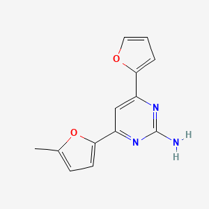 molecular formula C13H11N3O2 B3166193 4-(Furan-2-yl)-6-(5-methylfuran-2-yl)pyrimidin-2-amine CAS No. 908824-90-8