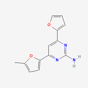 molecular formula C13H11N3O2 B3166193 4-(呋喃-2-基)-6-(5-甲基呋喃-2-基)嘧啶-2-胺 CAS No. 908824-90-8