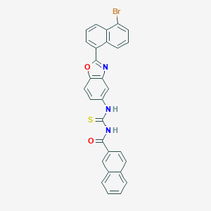 molecular formula C29H18BrN3O2S B316624 N-{[2-(5-bromonaphthalen-1-yl)-1,3-benzoxazol-5-yl]carbamothioyl}naphthalene-2-carboxamide 