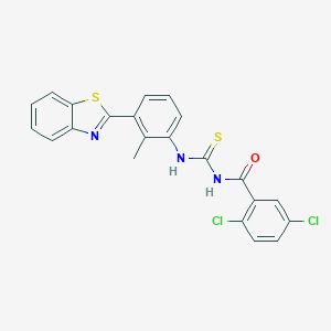 molecular formula C22H15Cl2N3OS2 B316632 N-[3-(1,3-benzothiazol-2-yl)-2-methylphenyl]-N'-(2,5-dichlorobenzoyl)thiourea 