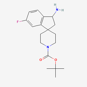 molecular formula C18H25FN2O2 B3166340 Tert-butyl 3-amino-6-fluoro-2,3-dihydrospiro[indene-1,4'-piperidine]-1'-carboxylate CAS No. 910442-43-2