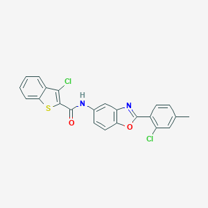 molecular formula C23H14Cl2N2O2S B316641 3-chloro-N-[2-(2-chloro-4-methylphenyl)-1,3-benzoxazol-5-yl]-1-benzothiophene-2-carboxamide 