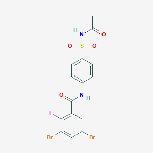 molecular formula C15H11Br2IN2O4S B316644 N-[4-(acetylsulfamoyl)phenyl]-3,5-dibromo-2-iodobenzamide 