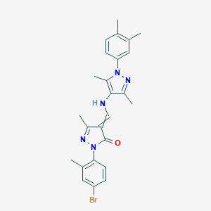 molecular formula C25H26BrN5O B316649 2-(4-bromo-2-methylphenyl)-4-[[[1-(3,4-dimethylphenyl)-3,5-dimethylpyrazol-4-yl]amino]methylidene]-5-methylpyrazol-3-one 