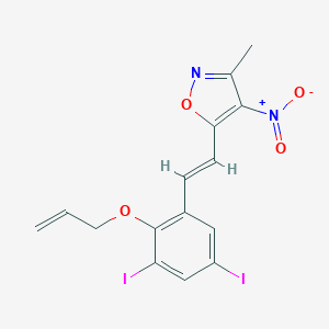 molecular formula C15H12I2N2O4 B316650 5-{2-[2-(Allyloxy)-3,5-diiodophenyl]vinyl}-4-nitro-3-methylisoxazole 