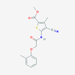 molecular formula C17H16N2O4S B316652 Methyl 4-cyano-3-methyl-5-{[(2-methylphenoxy)acetyl]amino}-2-thiophenecarboxylate 