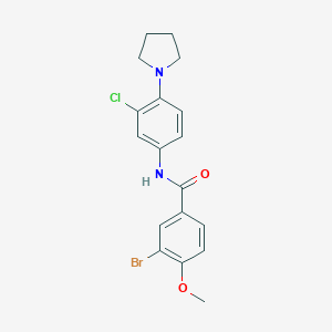 molecular formula C18H18BrClN2O2 B316666 3-bromo-N-[3-chloro-4-(pyrrolidin-1-yl)phenyl]-4-methoxybenzamide 