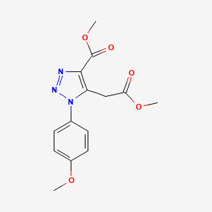 molecular formula C14H15N3O5 B3166674 methyl 5-(2-methoxy-2-oxoethyl)-1-(4-methoxyphenyl)-1H-1,2,3-triazole-4-carboxylate CAS No. 91306-62-6