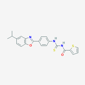 molecular formula C22H19N3O2S2 B316670 N-({4-[5-(propan-2-yl)-1,3-benzoxazol-2-yl]phenyl}carbamothioyl)thiophene-2-carboxamide 