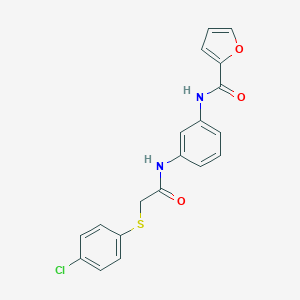 molecular formula C19H15ClN2O3S B316674 N-[3-({[(4-chlorophenyl)sulfanyl]acetyl}amino)phenyl]furan-2-carboxamide 