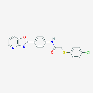 molecular formula C20H14ClN3O2S B316678 2-[(4-chlorophenyl)sulfanyl]-N-(4-[1,3]oxazolo[4,5-b]pyridin-2-ylphenyl)acetamide 