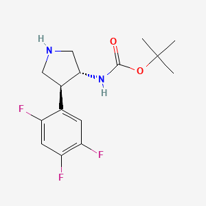 molecular formula C15H19F3N2O2 B3166929 [(3R,4S)-4-(2,4,5-Trifluorophenyl)pyrrolidin-3-yl]carbamic acid tert-butyl ester CAS No. 915100-83-3