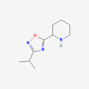 molecular formula C10H17N3O B3167027 2-(3-Isopropyl-1,2,4-oxadiazol-5-YL)piperidine CAS No. 915924-51-5