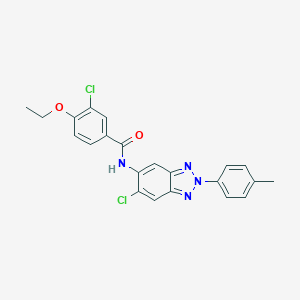 molecular formula C22H18Cl2N4O2 B316705 3-chloro-N-[6-chloro-2-(4-methylphenyl)-2H-benzotriazol-5-yl]-4-ethoxybenzamide 