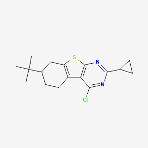 molecular formula C17H21ClN2S B3167151 7-叔丁基-4-氯-2-环丙基-5,6,7,8-四氢-苯并[4,5]噻吩并[2,3-d]嘧啶 CAS No. 917746-35-1