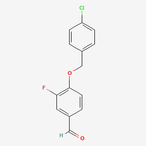 molecular formula C14H10ClFO2 B3167253 4-((4-Chlorobenzyl)oxy)-3-fluorobenzaldehyde CAS No. 918524-00-2