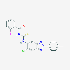 molecular formula C21H15ClIN5OS B316726 N-{[6-chloro-2-(4-methylphenyl)-2H-benzotriazol-5-yl]carbamothioyl}-2-iodobenzamide 