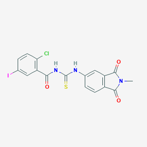 molecular formula C17H11ClIN3O3S B316730 2-chloro-5-iodo-N-[(2-methyl-1,3-dioxo-2,3-dihydro-1H-isoindol-5-yl)carbamothioyl]benzamide 