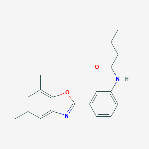 molecular formula C21H24N2O2 B316736 N-[5-(5,7-dimethyl-1,3-benzoxazol-2-yl)-2-methylphenyl]-3-methylbutanamide 
