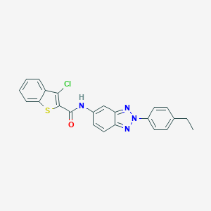 molecular formula C23H17ClN4OS B316741 3-chloro-N-[2-(4-ethylphenyl)-2H-benzotriazol-5-yl]-1-benzothiophene-2-carboxamide 