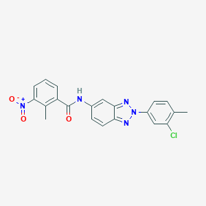 molecular formula C21H16ClN5O3 B316746 N-[2-(3-chloro-4-methylphenyl)-2H-benzotriazol-5-yl]-2-methyl-3-nitrobenzamide 