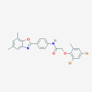 2-(2,4-dibromo-6-methylphenoxy)-N-[4-(5,7-dimethyl-1,3-benzoxazol-2-yl)phenyl]acetamide