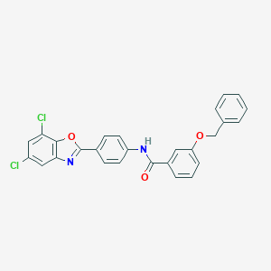 molecular formula C27H18Cl2N2O3 B316754 3-(benzyloxy)-N-[4-(5,7-dichloro-1,3-benzoxazol-2-yl)phenyl]benzamide 