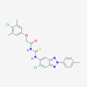 molecular formula C24H21Cl2N5O2S B316757 N-[(4-chloro-3,5-dimethylphenoxy)acetyl]-N'-[6-chloro-2-(4-methylphenyl)-2H-1,2,3-benzotriazol-5-yl]thiourea 
