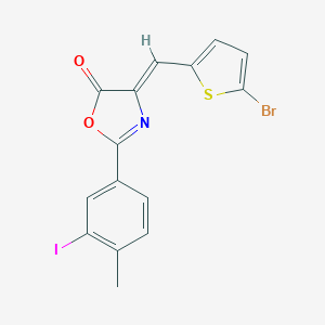 molecular formula C15H9BrINO2S B316760 4-[(5-bromo-2-thienyl)methylene]-2-(3-iodo-4-methylphenyl)-1,3-oxazol-5(4H)-one 