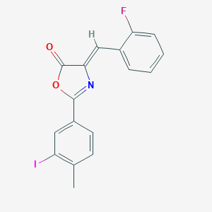 molecular formula C17H11FINO2 B316761 4-(2-fluorobenzylidene)-2-(3-iodo-4-methylphenyl)-1,3-oxazol-5(4H)-one 