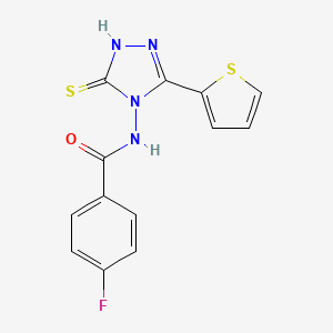 molecular formula C13H9FN4OS2 B3167621 4-fluoro-N-[3-sulfanyl-5-(2-thienyl)-4H-1,2,4-triazol-4-yl]benzenecarboxamide CAS No. 923249-08-5