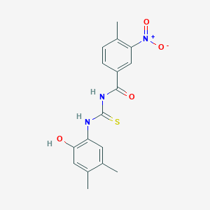 molecular formula C17H17N3O4S B316764 N-[(2-hydroxy-4,5-dimethylphenyl)carbamothioyl]-4-methyl-3-nitrobenzamide 