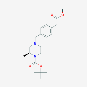 molecular formula C20H30N2O4 B3167648 1-哌嗪羧酸，4-[[4-(2-甲氧基-2-氧代乙基)苯基]甲基]-2-甲基-，1,1-二甲基乙酯，(2S)- CAS No. 923565-72-4