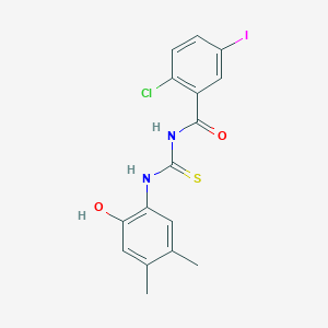 molecular formula C16H14ClIN2O2S B316772 2-chloro-N-[(2-hydroxy-4,5-dimethylphenyl)carbamothioyl]-5-iodobenzamide 